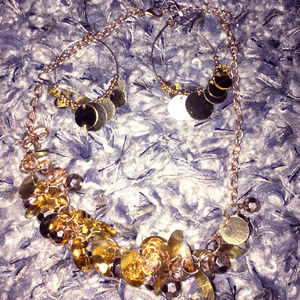Gold necklace with matching earrings